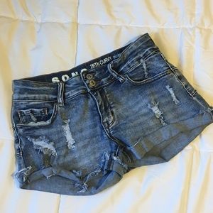 Ripped jean shorts